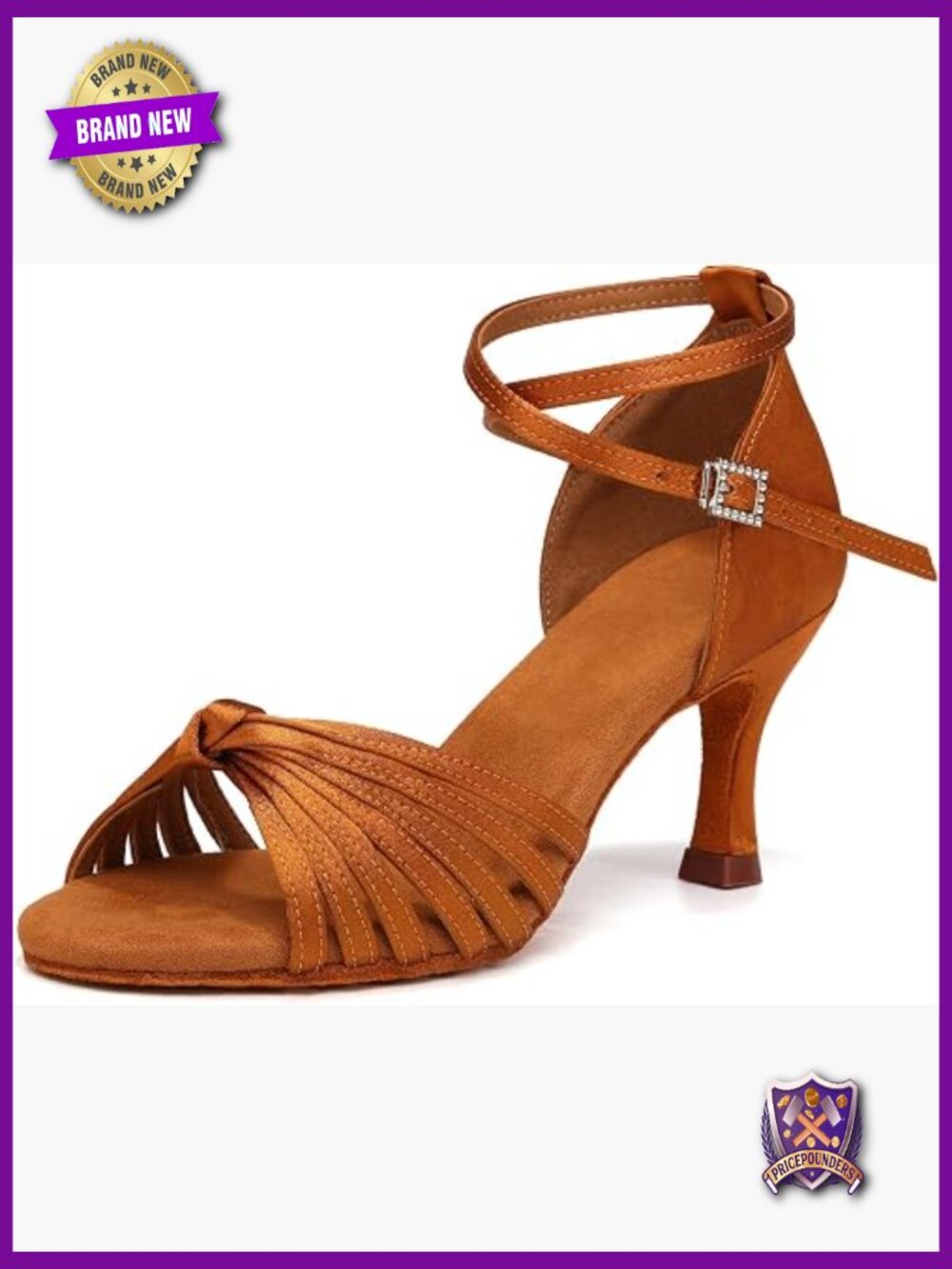 Women's Open Toe Satin Latin Dance Heels Salsa Ballroom Shoes 7.5cm